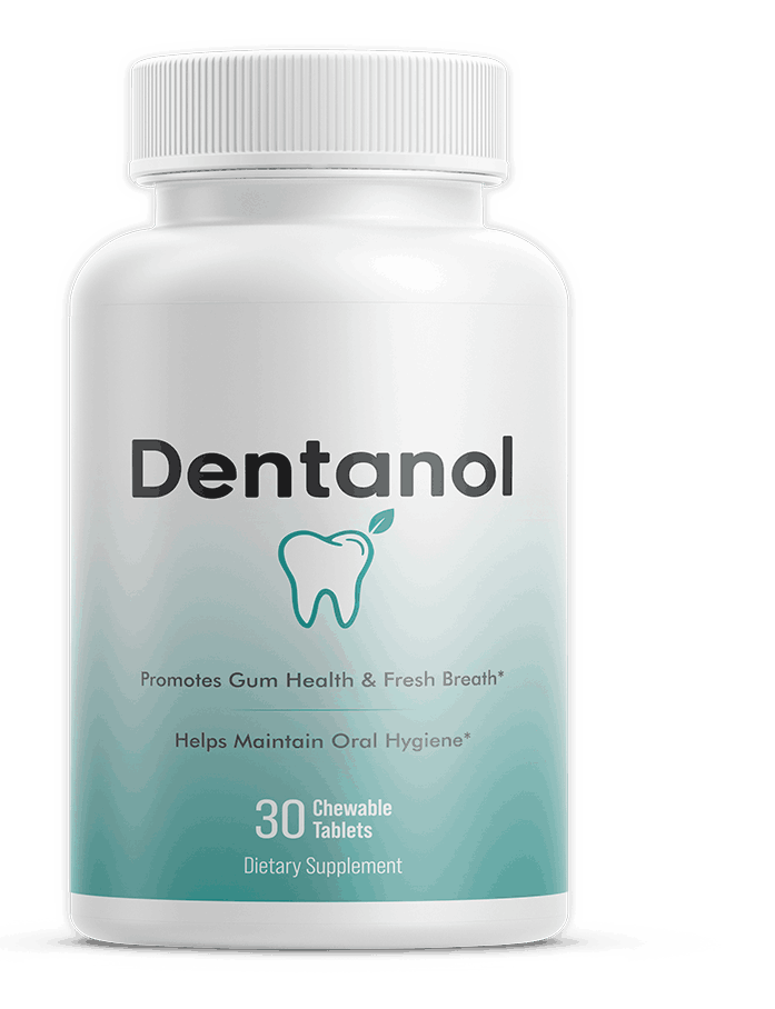 Dentanol oral health supplement single bottle showing probiotic lozenge formula